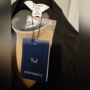 Crown & Ivy NWT Black Icon Pleasant Sleevless Top Sz XL